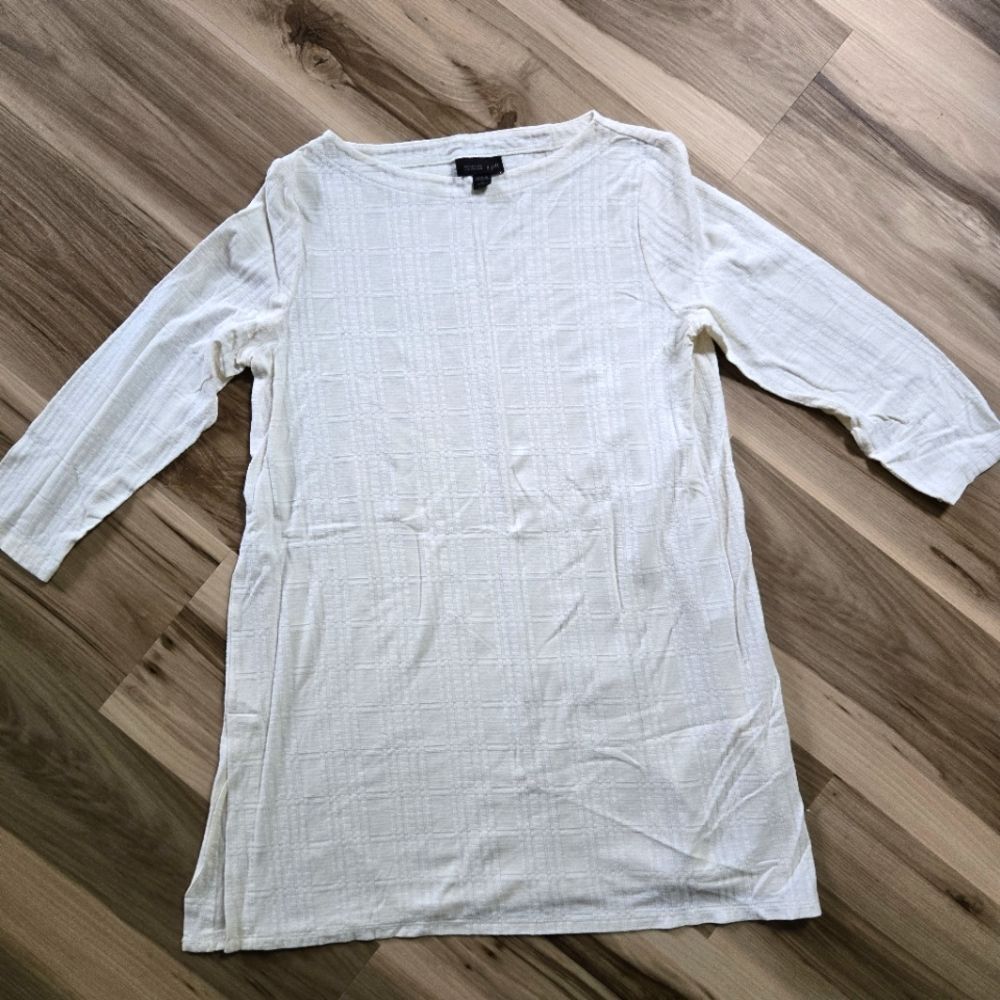 J.Jill Wearever Collection Cream White Textured 3/4 Sleeve Top Size XSP